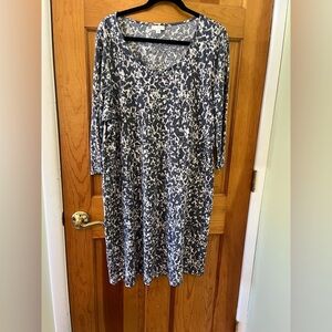 J. Jill Pure Jill Womens Size XL Tie Dye Floral Watercolor Print Shift Dress